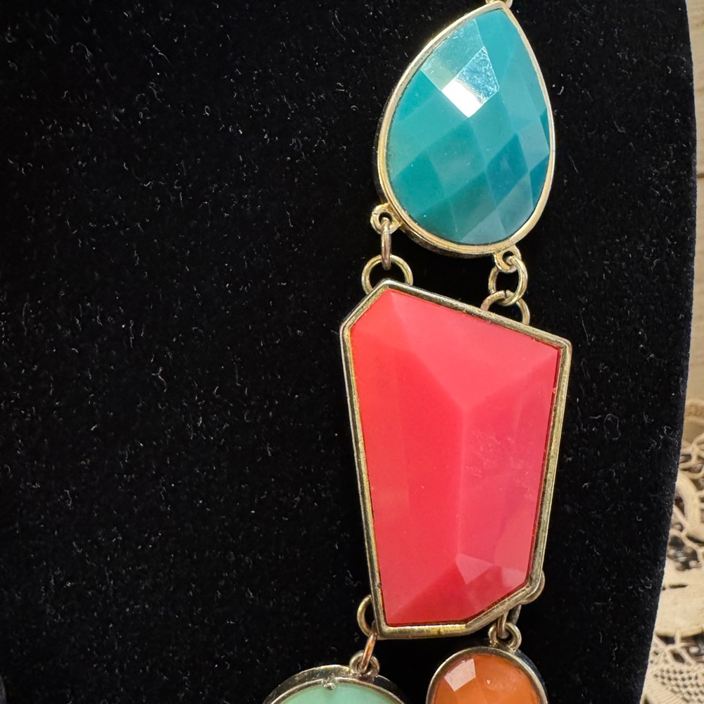 Multicolored Multi Shaped Bib Necklace - image 3